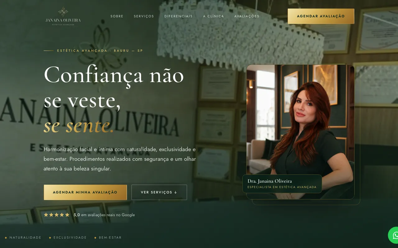 Site da Dra. Janaína Oliveira · estética avançada