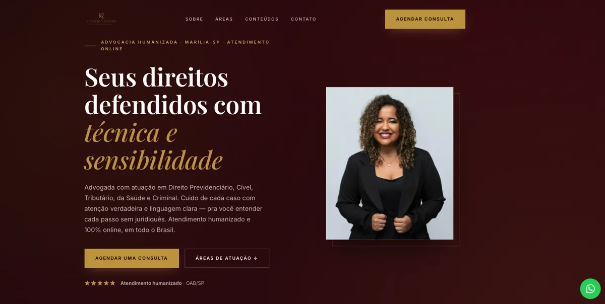 Site da advogada Kimberly Ramos
