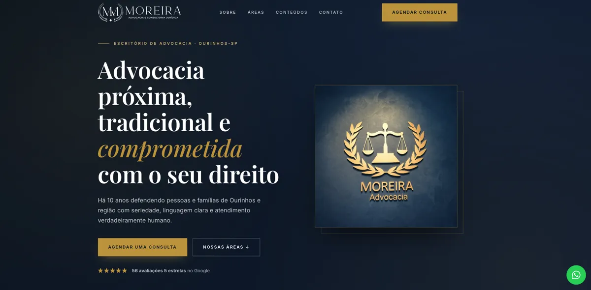 Site do escritório Moreira Advocacia